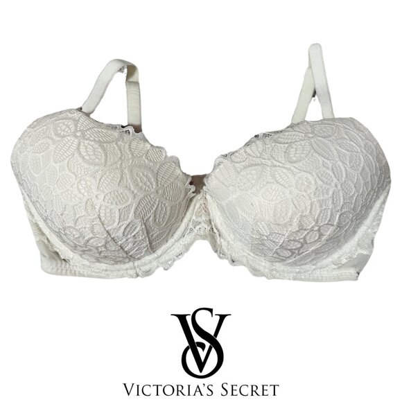 EUC PINK by Victoria's Secret Strappy White Floral Lace Bra Size 36DD - Picture 1 of 8
